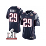 Men's Nike New England Patriots #29 LeGarrette Blount Limited Navy Blue Team Color Super Bowl LI 51 NFL Jersey