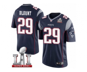 Men's Nike New England Patriots #29 LeGarrette Blount Limited Navy Blue Team Color Super Bowl LI 51 NFL Jersey