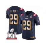 Men's Nike New England Patriots #29 LeGarrette Blount Limited Navy Gold Rush Super Bowl LI 51 NFL Jersey