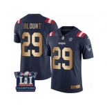 Men's Nike New England Patriots #29 LeGarrette Blount Limited Navy Gold Rush Super Bowl LI Champions NFL Jersey