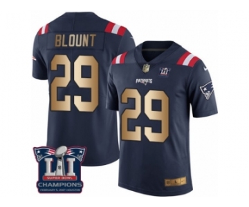 Men's Nike New England Patriots #29 LeGarrette Blount Limited Navy Gold Rush Super Bowl LI Champions NFL Jersey