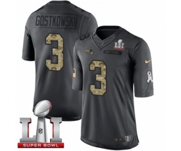 Men's Nike New England Patriots #3 Stephen Gostkowski Limited Black 2016 Salute to Service Super Bowl LI 51 NFL Jersey