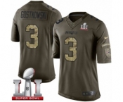 Men's Nike New England Patriots #3 Stephen Gostkowski Limited Green Salute to Service Super Bowl LI 51 NFL Jersey