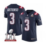 Men's Nike New England Patriots #3 Stephen Gostkowski Limited Navy Blue Rush Super Bowl LI 51 NFL Jersey