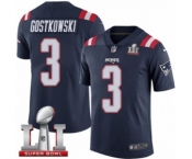 Men's Nike New England Patriots #3 Stephen Gostkowski Limited Navy Blue Rush Super Bowl LI 51 NFL Jersey