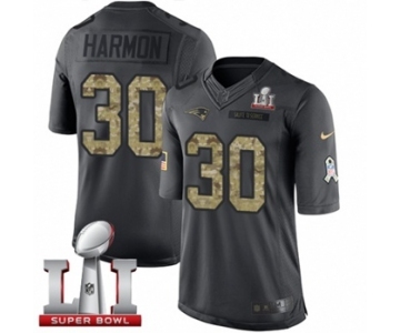 Men's Nike New England Patriots #30 Duron Harmon Limited Black 2016 Salute to Service Super Bowl LI 51 NFL Jersey