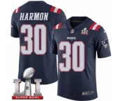 Men's Nike New England Patriots #30 Duron Harmon Limited Navy Blue Rush Super Bowl LI 51 NFL Jersey