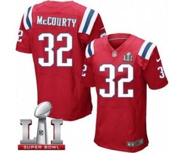 Men's Nike New England Patriots #32 Devin McCourty Elite Red Alternate Super Bowl LI 51 NFL Jersey