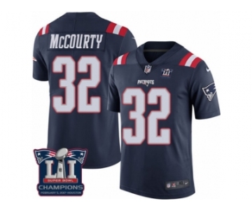 Men's Nike New England Patriots #32 Devin McCourty Limited Navy Blue Rush Super Bowl LI Champions NFL Jersey