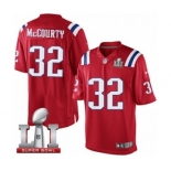 Men's Nike New England Patriots #32 Devin McCourty Limited Red Alternate Super Bowl LI 51 NFL Jersey