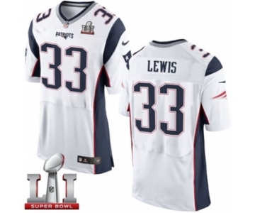 Men's Nike New England Patriots #33 Dion Lewis Elite White Super Bowl LI 51 NFL Jersey