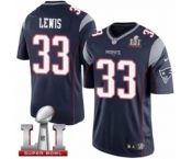 Men's Nike New England Patriots #33 Dion Lewis Limited Navy Blue Team Color Super Bowl LI 51 NFL Jersey