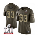 Men's Nike New England Patriots #33 Kevin Faulk Limited Green Salute to Service Super Bowl LI 51 NFL Jersey