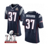 Men's Nike New England Patriots #37 Jordan Richards Elite Navy Blue Team Color Super Bowl LI 51 NFL Jersey