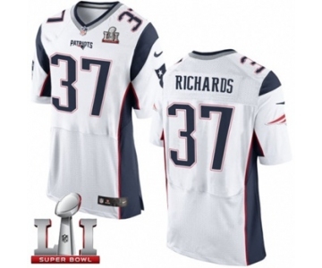 Men's Nike New England Patriots #37 Jordan Richards Elite White Super Bowl LI 51 NFL Jersey