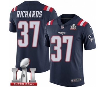 Men's Nike New England Patriots #37 Jordan Richards Limited Navy Blue Rush Super Bowl LI 51 NFL Jersey