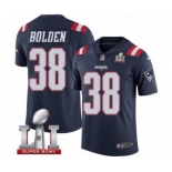 Men's Nike New England Patriots #38 Brandon Bolden Limited Navy Blue Rush Super Bowl LI 51 NFL Jersey