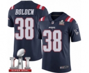 Men's Nike New England Patriots #38 Brandon Bolden Limited Navy Blue Rush Super Bowl LI 51 NFL Jersey