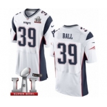 Men's Nike New England Patriots #39 Montee Ball Elite White Super Bowl LI 51 NFL Jersey