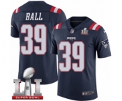 Men's Nike New England Patriots #39 Montee Ball Limited Navy Blue Rush Super Bowl LI 51 NFL Jersey