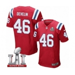 Men's Nike New England Patriots #46 James Develin Elite Red Alternate Super Bowl LI 51 NFL Jersey