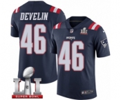 Men's Nike New England Patriots #46 James Develin Limited Navy Blue Rush Super Bowl LI 51 NFL Jersey