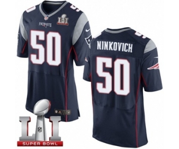 Men's Nike New England Patriots #50 Rob Ninkovich Elite Navy Blue Team Color Super Bowl LI 51 NFL Jersey