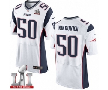 Men's Nike New England Patriots #50 Rob Ninkovich Elite White Super Bowl LI 51 NFL Jersey