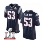 Men's Nike New England Patriots #53 Kyle Van Noy Elite Navy Blue Team Color Super Bowl LI 51 NFL Jersey