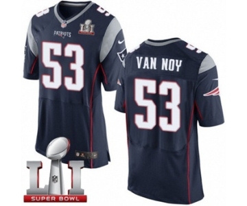 Men's Nike New England Patriots #53 Kyle Van Noy Elite Navy Blue Team Color Super Bowl LI 51 NFL Jersey