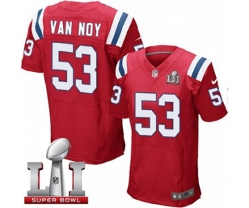 Men's Nike New England Patriots #53 Kyle Van Noy Elite Red Alternate Super Bowl LI 51 NFL Jersey