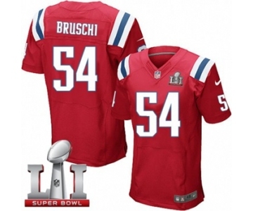 Men's Nike New England Patriots #54 Tedy Bruschi Elite Red Alternate Super Bowl LI 51 NFL Jersey