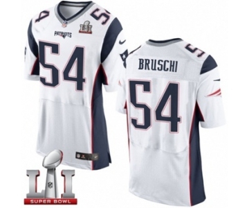 Men's Nike New England Patriots #54 Tedy Bruschi Elite White Super Bowl LI 51 NFL Jersey