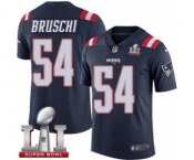 Men's Nike New England Patriots #54 Tedy Bruschi Limited Navy Blue Rush Super Bowl LI 51 NFL Jersey