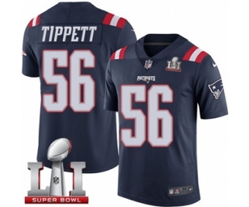 Men's Nike New England Patriots #56 Andre Tippett Limited Navy Blue Rush Super Bowl LI 51 NFL Jersey