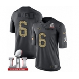 Men's Nike New England Patriots #6 Ryan Allen Limited Black 2016 Salute to Service Super Bowl LI 51 NFL Jersey