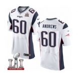 Men's Nike New England Patriots #60 David Andrews Elite White Super Bowl LI 51 NFL Jersey