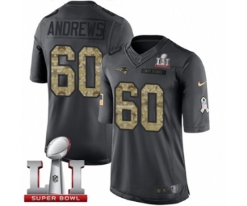 Men's Nike New England Patriots #60 David Andrews Limited Black 2016 Salute to Service Super Bowl LI 51 NFL Jersey