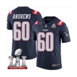 Men's Nike New England Patriots #60 David Andrews Limited Navy Blue Rush Super Bowl LI 51 NFL Jersey