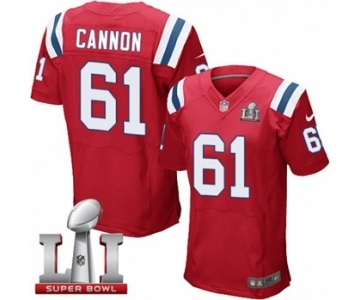 Men's Nike New England Patriots #61 Marcus Cannon Elite Red Alternate Super Bowl LI 51 NFL Jersey