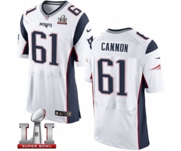 Men's Nike New England Patriots #61 Marcus Cannon Elite White Super Bowl LI 51 NFL Jersey