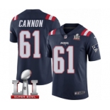 Men's Nike New England Patriots #61 Marcus Cannon Limited Navy Blue Rush Super Bowl LI 51 NFL Jersey