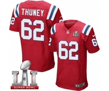 Men's Nike New England Patriots #62 Joe Thuney Elite Red Alternate Super Bowl LI 51 NFL Jersey