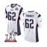 Men's Nike New England Patriots #62 Joe Thuney Elite White Super Bowl LI 51 NFL Jersey