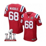 Men's Nike New England Patriots #68 LaAdrian Waddle Elite Red Alternate Super Bowl LI 51 NFL Jersey