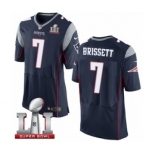 Men's Nike New England Patriots #7 Jacoby Brissett Elite Navy Blue Team Color Super Bowl LI 51 NFL Jersey