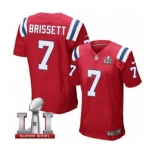 Men's Nike New England Patriots #7 Jacoby Brissett Elite Red Alternate Super Bowl LI 51 NFL Jersey