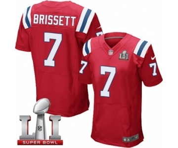 Men's Nike New England Patriots #7 Jacoby Brissett Elite Red Alternate Super Bowl LI 51 NFL Jersey