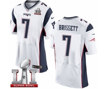 Men's Nike New England Patriots #7 Jacoby Brissett Elite White Super Bowl LI 51 NFL Jersey