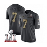 Men's Nike New England Patriots #7 Jacoby Brissett Limited Black 2016 Salute to Service Super Bowl LI 51 NFL Jersey